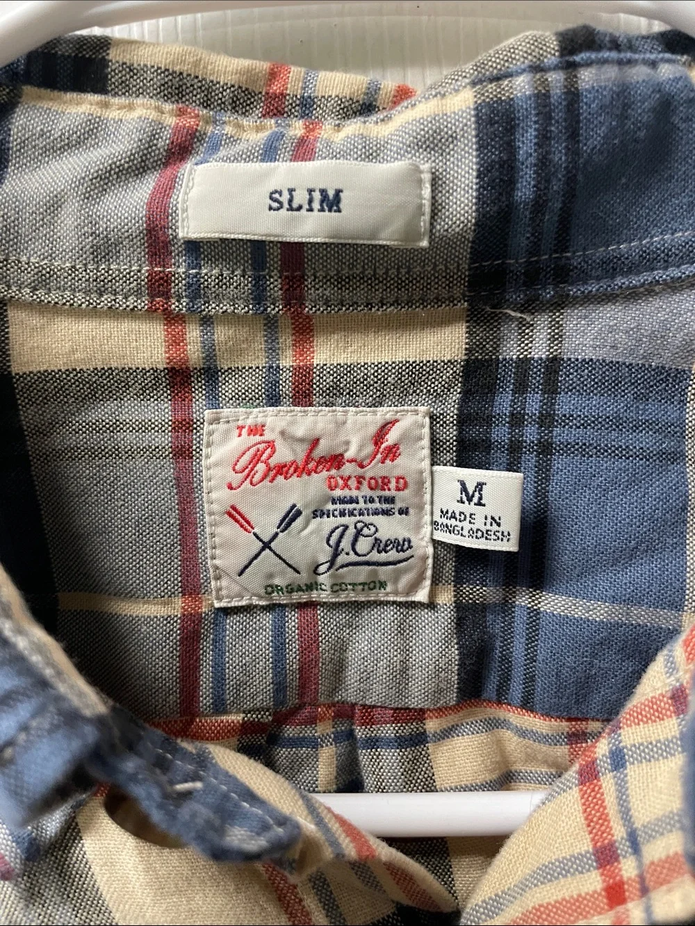 J. Crew Organic Cotton Cream Plaid Button-Down Shirt